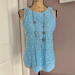 At Lace Sleeveless Lined Top Cotton Sz M